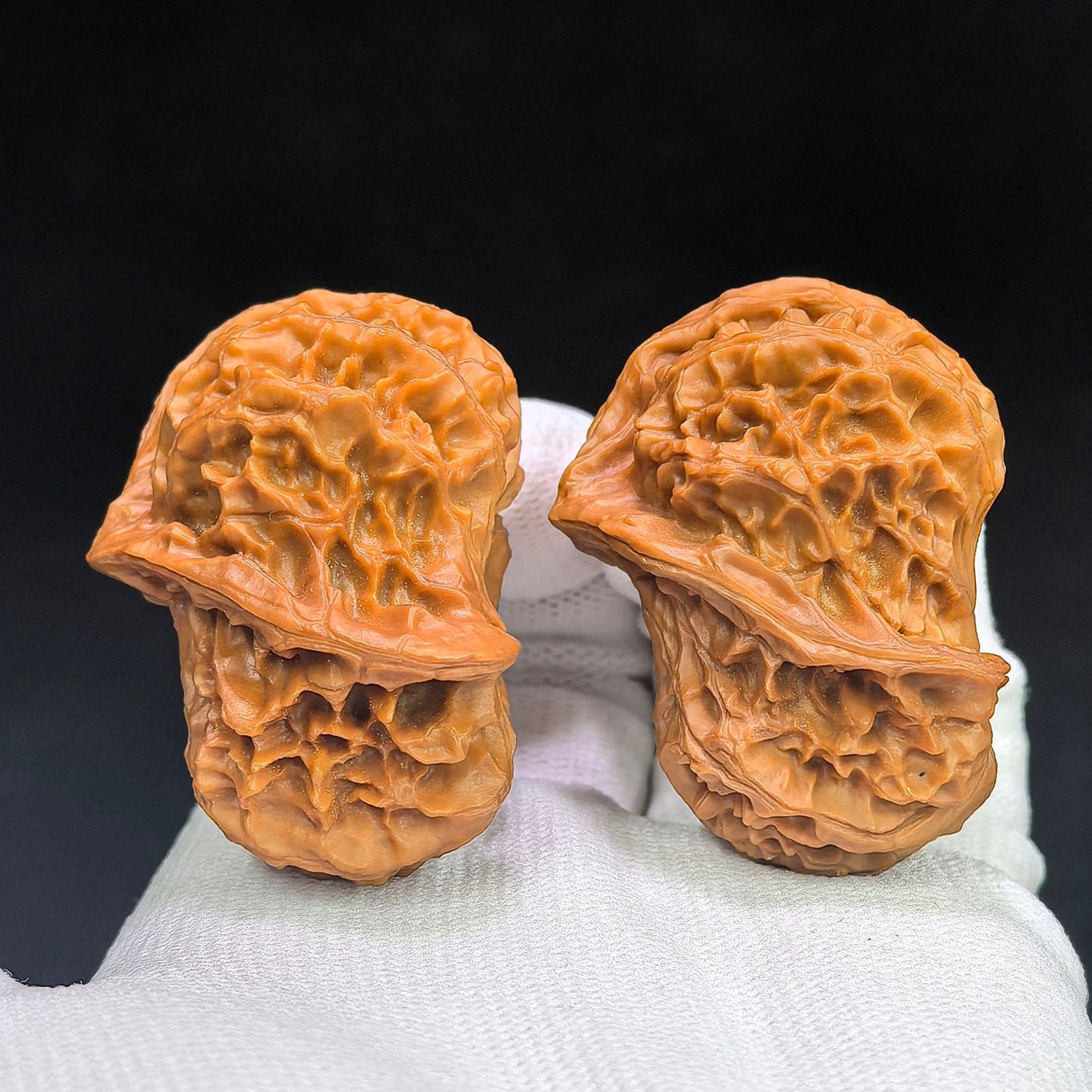 "Three-Ridge Angry Bird" Sanleng Fengnu De Dashiao SNDL-CWA0E Wenwan Walnuts Collector Pair | 31.0mm x 49.0mm | Stock ID: SNDL-CWA0E - ThePatinaProject