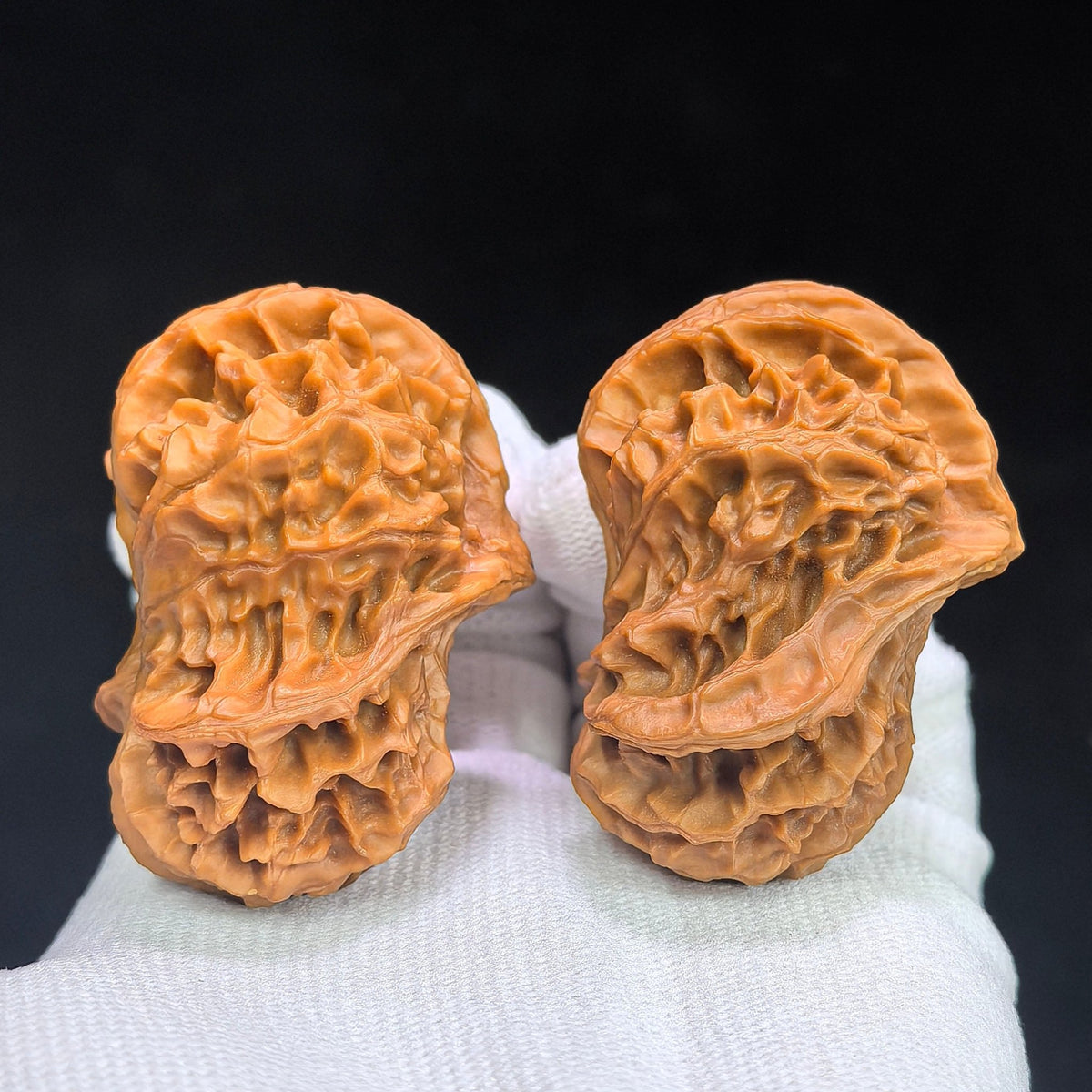 "Three-Ridge Angry Bird" Sanleng Fengnu De Dashiao SNDL-CWA0E Wenwan Walnuts Collector Pair | 31.0mm x 49.0mm | Stock ID: SNDL-CWA0E - ThePatinaProject