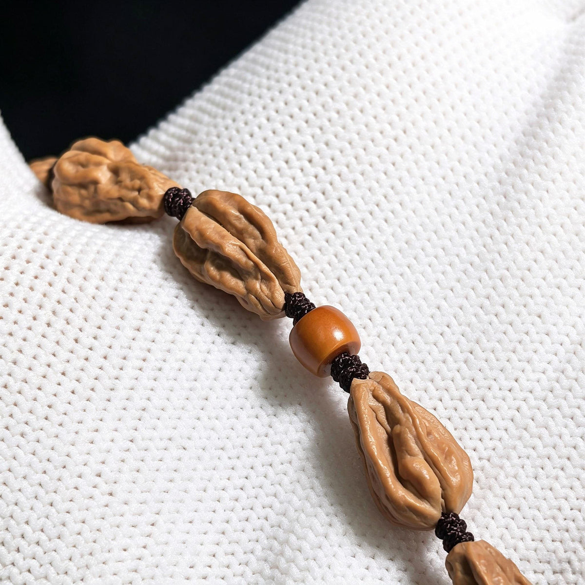 "Tibetan Silver Pendant Mini Walnut" ZYDZ-CG1B9E Mini Bracelet | 8.0mm x 8.0mm | 12 Beads | Stock ID: ZYDZ-CG1B9E - ThePatinaProject