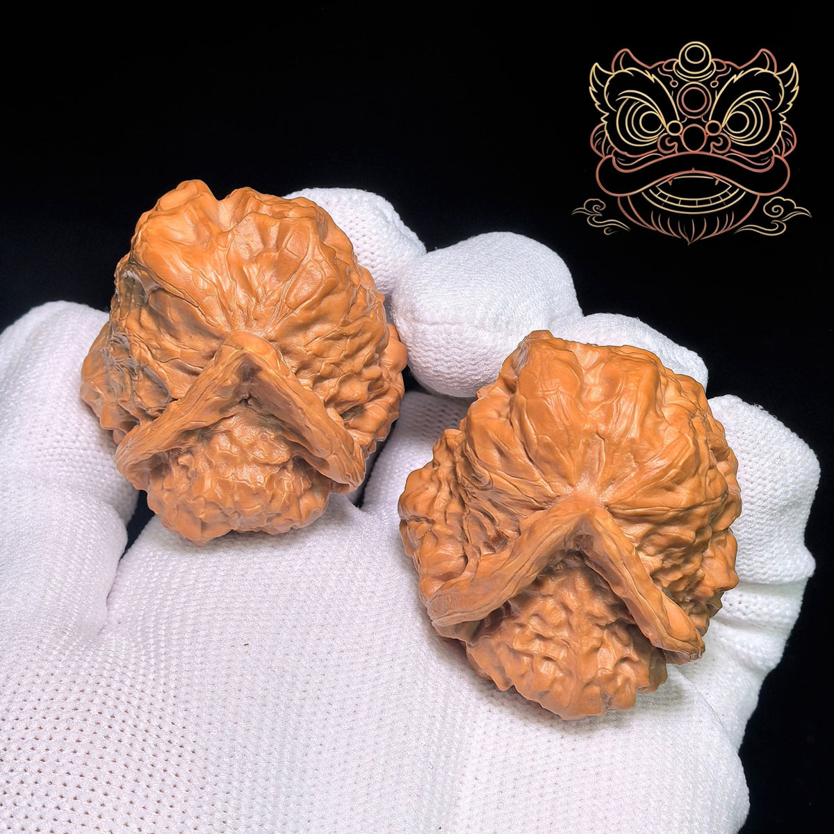 "Toad Head Arrow-Foot Frog Awakening Lion" Hamatou Jianzuwa Xingshi HMTXS-CWB7E Wenwan Walnuts Collector Pair | 38.0mm x 41.0mm | Stock ID: HMTXS-CWB7E - ThePatinaProject