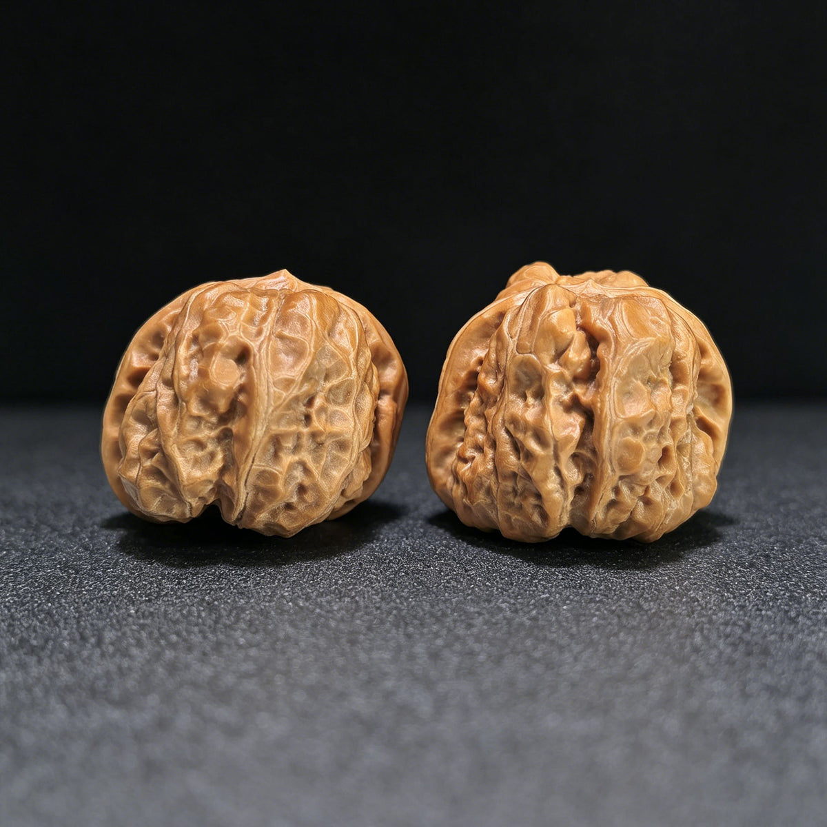 "Toad Head Crippled Foot" Hama Tou Tiancan Jiao W-1407 Low-Profile Wenwan Walnuts Pair | 38.0mm x 41.0mm | W-1407 - ThePatinaProject