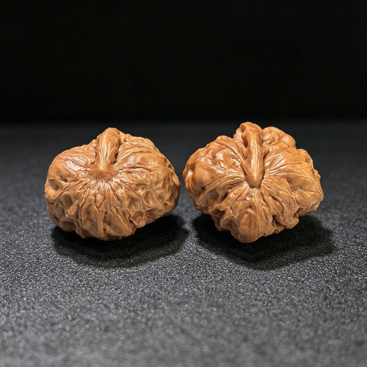 "Toad Head Eagle Beak Smooth Sailing" Hamatyzyf-CG200E Wenwan Walnuts Pair | 38.0mm x 39.0mm | HMTYZYF-CG200E - ThePatinaProject