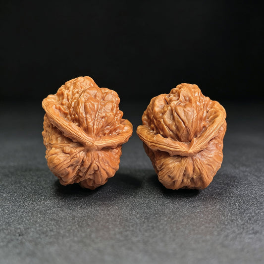 Toad Head “Flying Snake” Wenwan Walnut Pair — 34.0mm x 39.0mm | HMTZF-CG245E - ThePatinaProject