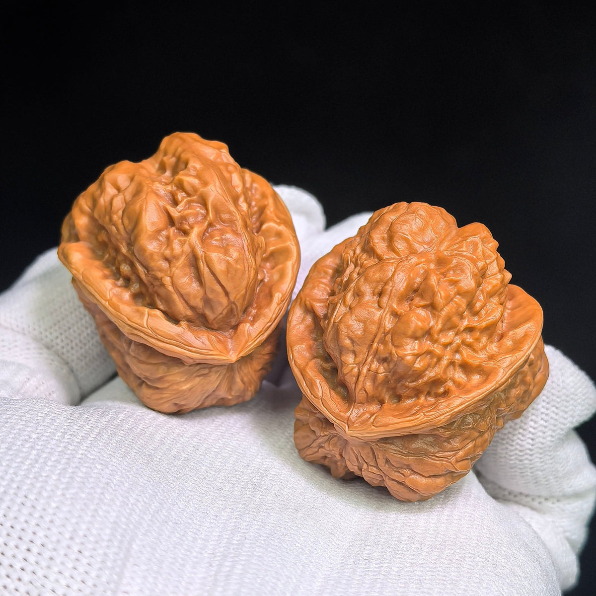 Toad Head “Flying Snake” Wenwan Walnut Pair — 34.0mm x 39.0mm | HMTZF-CG245E - ThePatinaProject