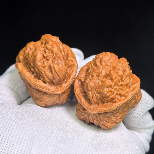 Toad Head “Flying Snake” Wenwan Walnut Pair — 34.0mm x 39.0mm | HMTZF-CG245E - ThePatinaProject