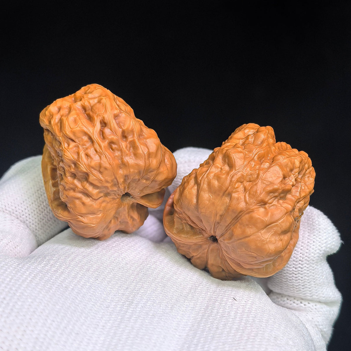Toad Head “Flying Snake” Wenwan Walnut Pair — 34.0mm x 39.0mm | HMTZF-CG245E - ThePatinaProject
