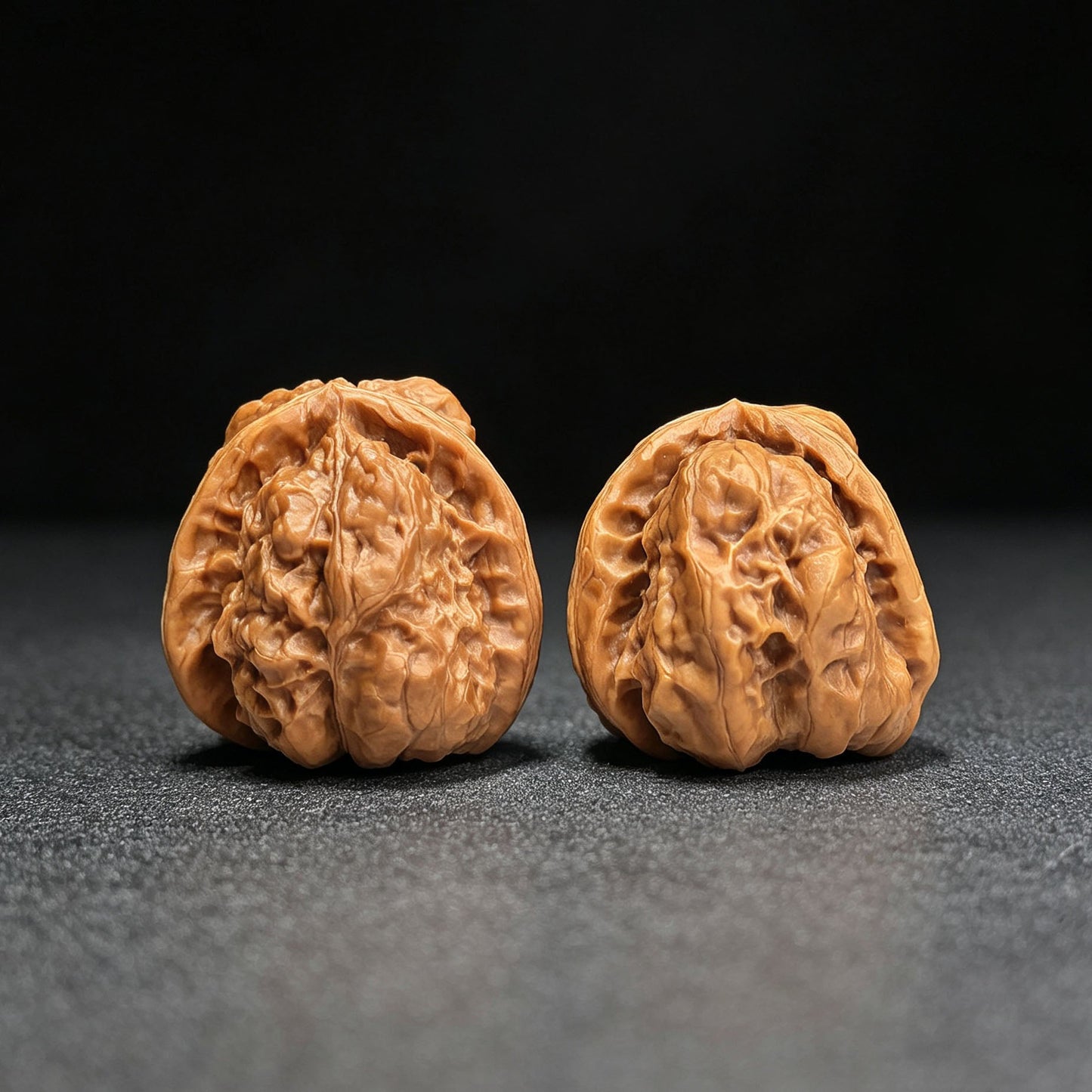 Toad Head “Seated Buddha with Turtle-Shell Back” Scholar Walnut Pair — 34.0mm x 39.0mm | HMTZF-CG245E - ThePatinaProject