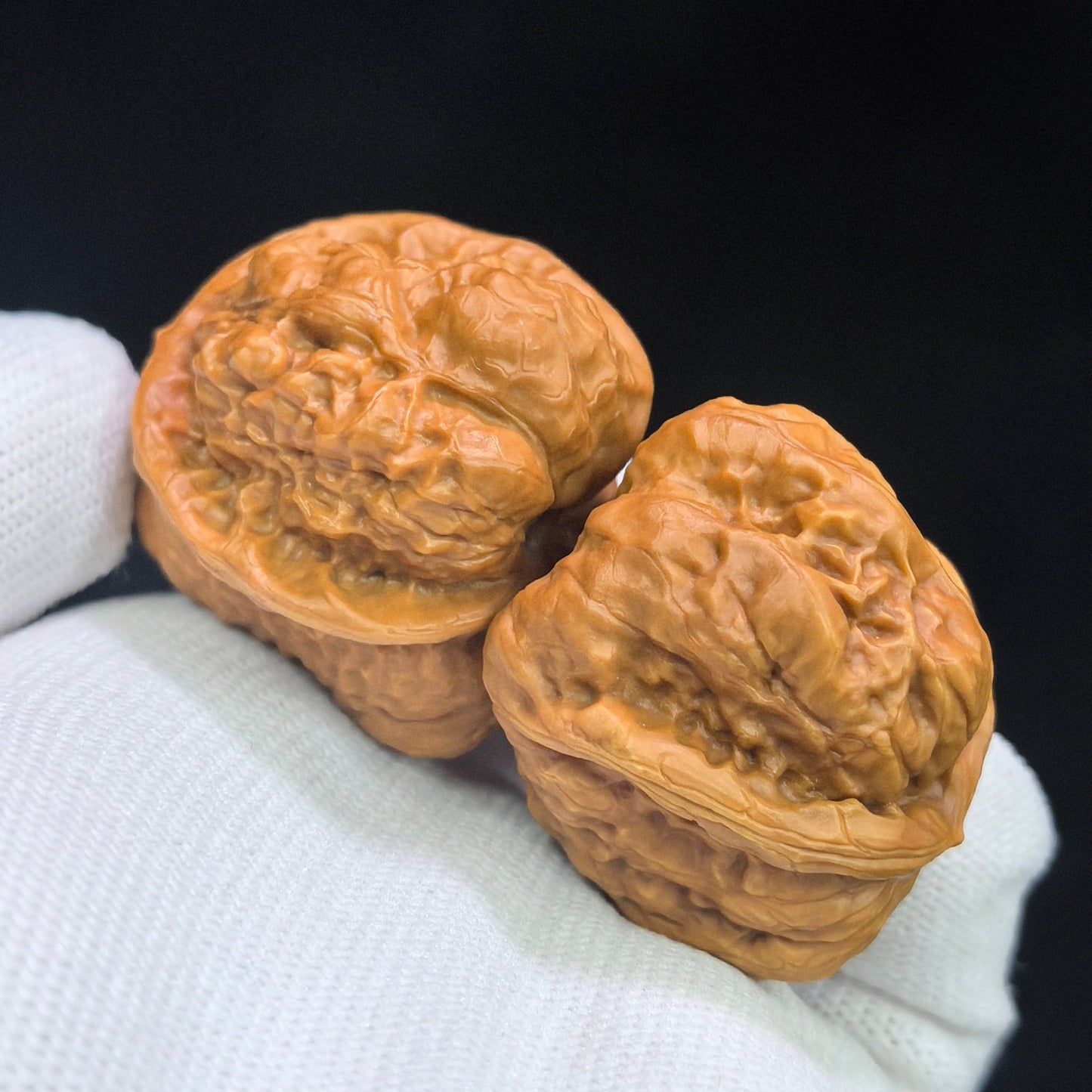 Toad Head “Seated Buddha with Turtle-Shell Back” Scholar Walnut Pair — 34.0mm x 39.0mm | HMTZF-CG245E - ThePatinaProject
