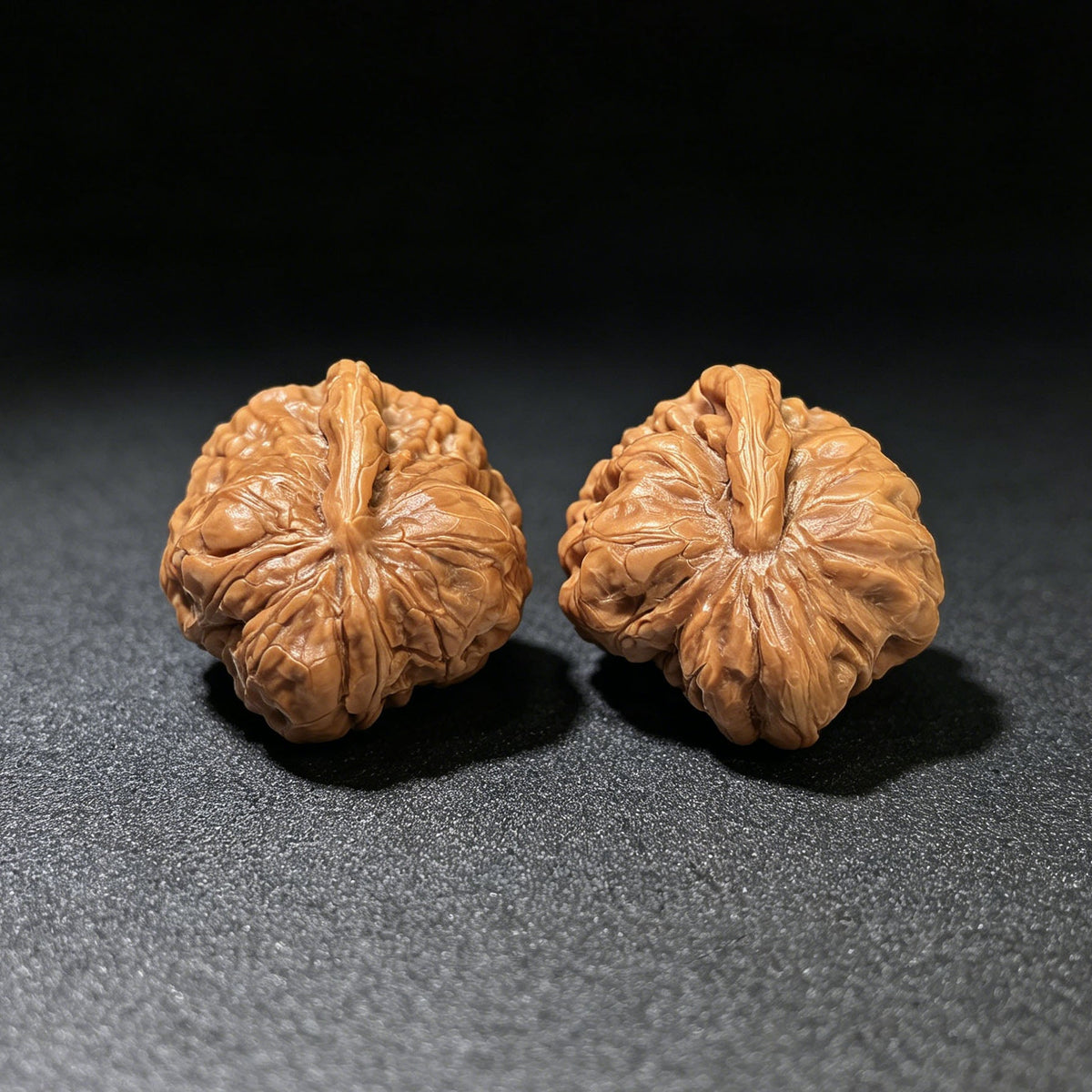 "Toad Head Smooth-Sailing" (Hamatou Yifan Fengshun) Scholar Walnuts Pair | 27.0mm x 35.0mm | Miniature Inverse Profile | Singularities Grade Masterpiece | Stock ID: HMTYF-401E - ThePatinaProject