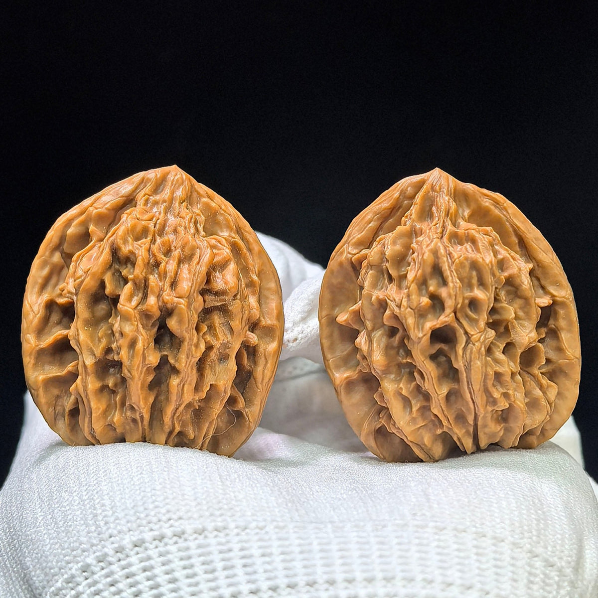 "Tong Tian Ba" TTB-1602 Collector Lineage Wenwan Walnuts Pair | 36.0mm x 34.0mm | Stock ID: TTB-1602 - ThePatinaProject