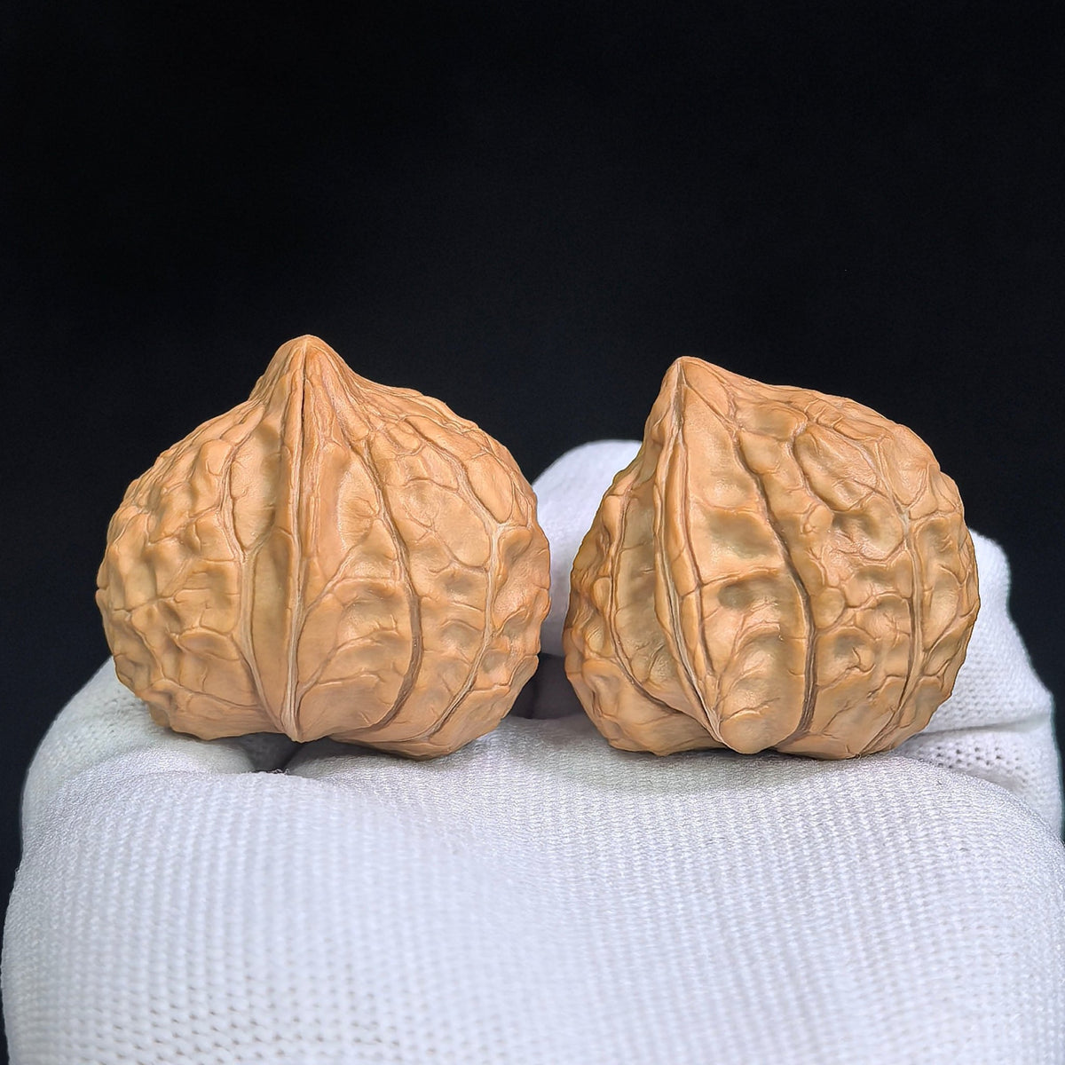 "Tortoise-Shell Half-Wall Turtle-Back" (Gui Jia Wen Ban Bi Gui Bei) Scholar Walnuts Pair | Same-Fruit Biological Twin Pair | 30.0mm x 36.0mm | Collector Grade E | Stock ID: GJWGB-SY1B3 - ThePatinaProject