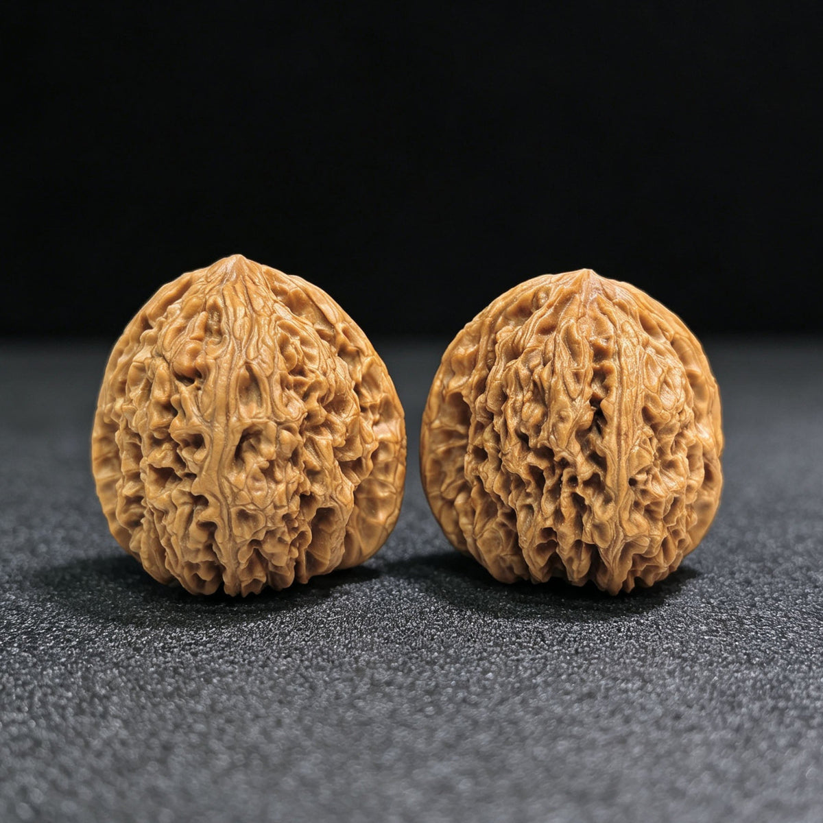 "Tri-Rib Nanjiangshi" Three-Sided Nanjiangshi Wenwan Walnuts (Pair) | 41.0mm x 40.0mm | Stock ID: NJS-1505C - ThePatinaProject