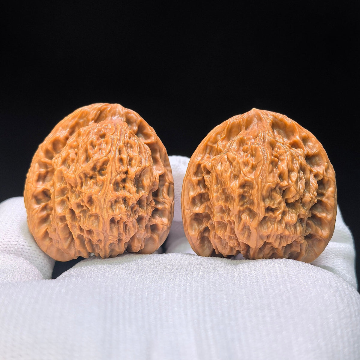 Triangle Concave-Base Nanjiangshi Scholar Walnuts Pair | Premium Select 38.0mm x 37.0mm | Classic Low-Profile Format | Stock ID: NJS-1513C - ThePatinaProject