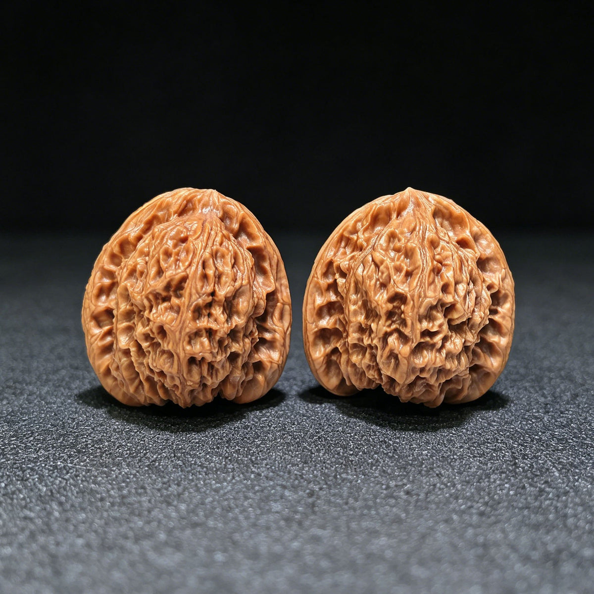 Triangle Concave-Base Nanjiangshi Scholar Walnuts Pair | Premium Select 38.0mm x 37.0mm | Classic Low-Profile Format | Stock ID: NJS-1513C - ThePatinaProject