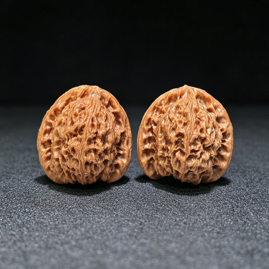 Triangle Concave-Base Nanjiangshi Scholar Walnuts Pair | Premium Select 38.0mm x 37.0mm | Classic Low-Profile Format | Stock ID: NJS-1513C - ThePatinaProject
