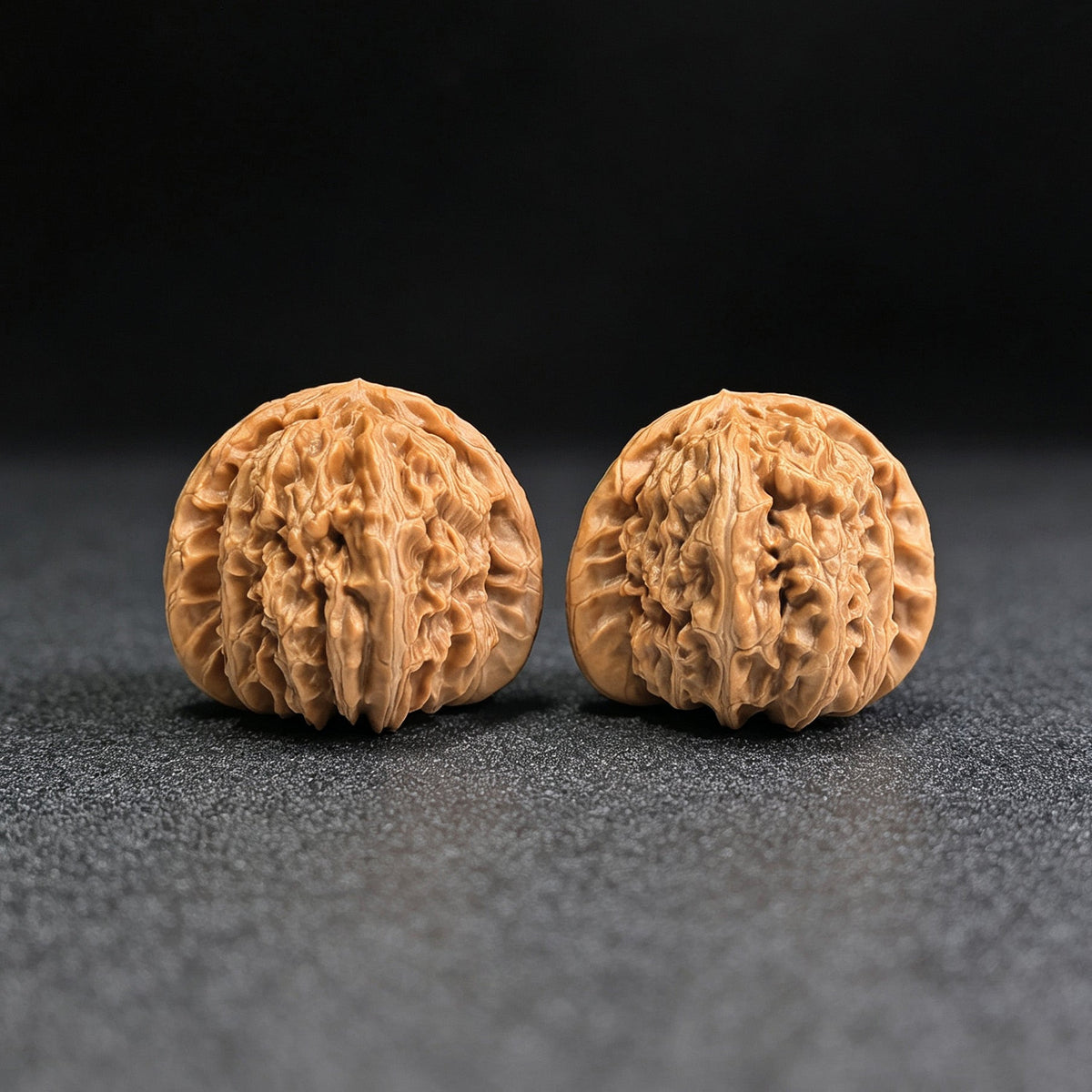 "Triangle White Lion" Sanjiao Baishizi BSJ-1305C Wenwan Walnuts Collector Pair | 41.0mm x 43.0mm | Stock ID: BSJ-1305C - ThePatinaProject