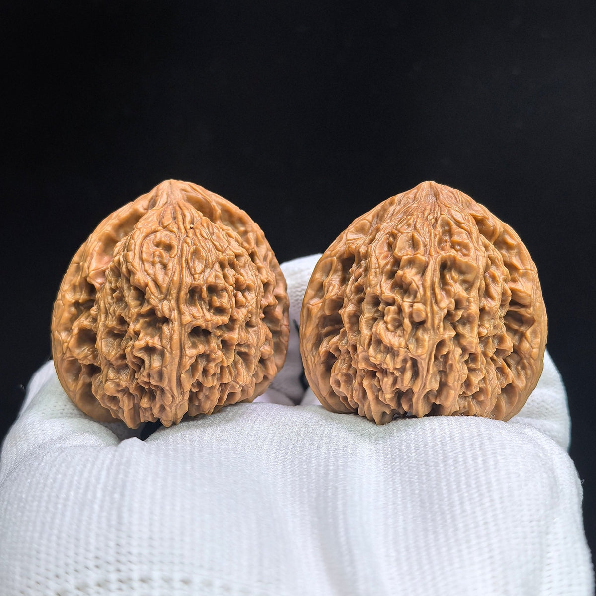 Triangular Concave-Base Nanjiang Stone Wenwan Walnut Pair | 43.0mm × 40.0mm | SJBDNJS-17C8C - ThePatinaProject