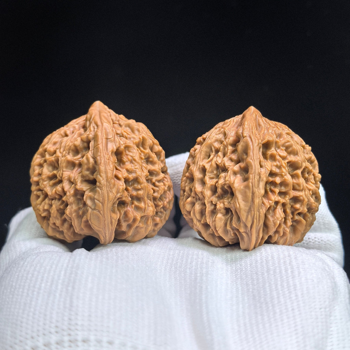Triangular Concave-Base Nanjiang Stone Wenwan Walnut Pair | 43.0mm × 40.0mm | SJBDNJS-17C8C - ThePatinaProject