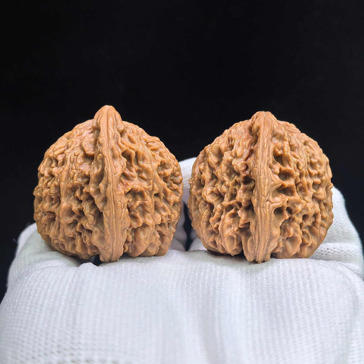 Triangular Concave-Base Nanjiang Stone Wenwan Walnut Pair | 43.0mm × 40.0mm | SJBDNJS-17C8C - ThePatinaProject
