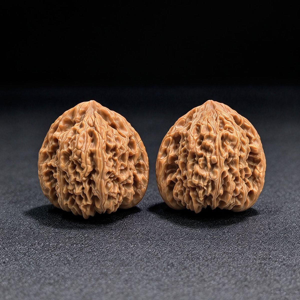 Triangular Concave-Base Nanjiang Stone Wenwan Walnut Pair | 43.0mm × 40.0mm | SJBDNJS-17C8C - ThePatinaProject
