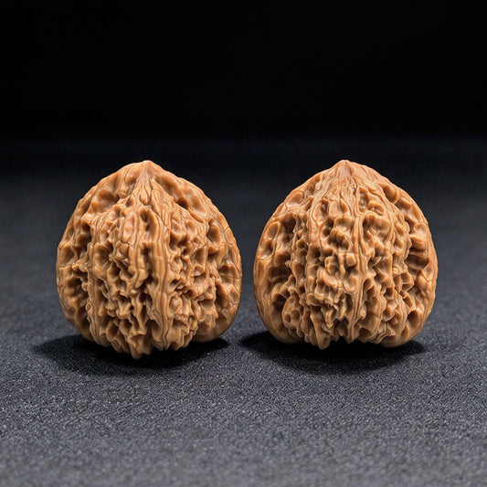 Triangular Concave-Base Nanjiang Stone Wenwan Walnut Pair | 43.0mm × 40.0mm | SJBDNJS-17C8C - ThePatinaProject