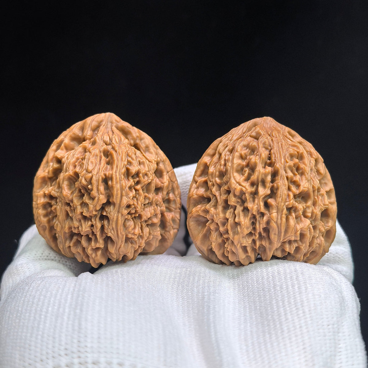 Triangular Concave-Base Nanjiang Stone Wenwan Walnut Pair | 43.0mm × 40.0mm | SJBDNJS-17C8C - ThePatinaProject