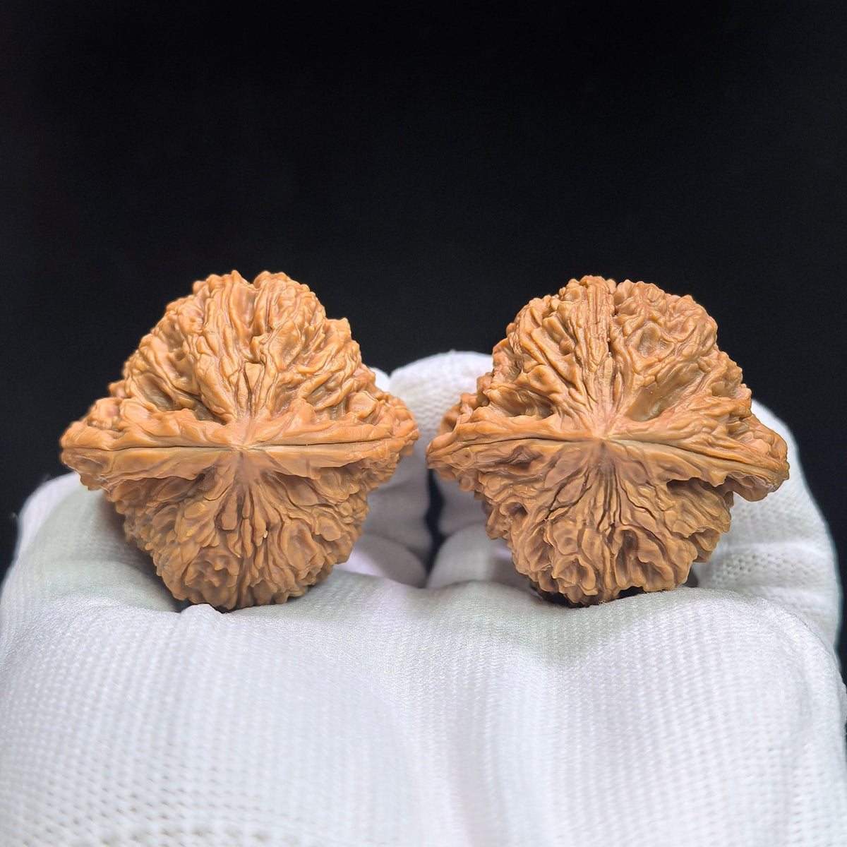 Triangular Concave-Base Nanjiang Stone Wenwan Walnut Pair | 43.0mm × 40.0mm | SJBDNJS-17C8C - ThePatinaProject