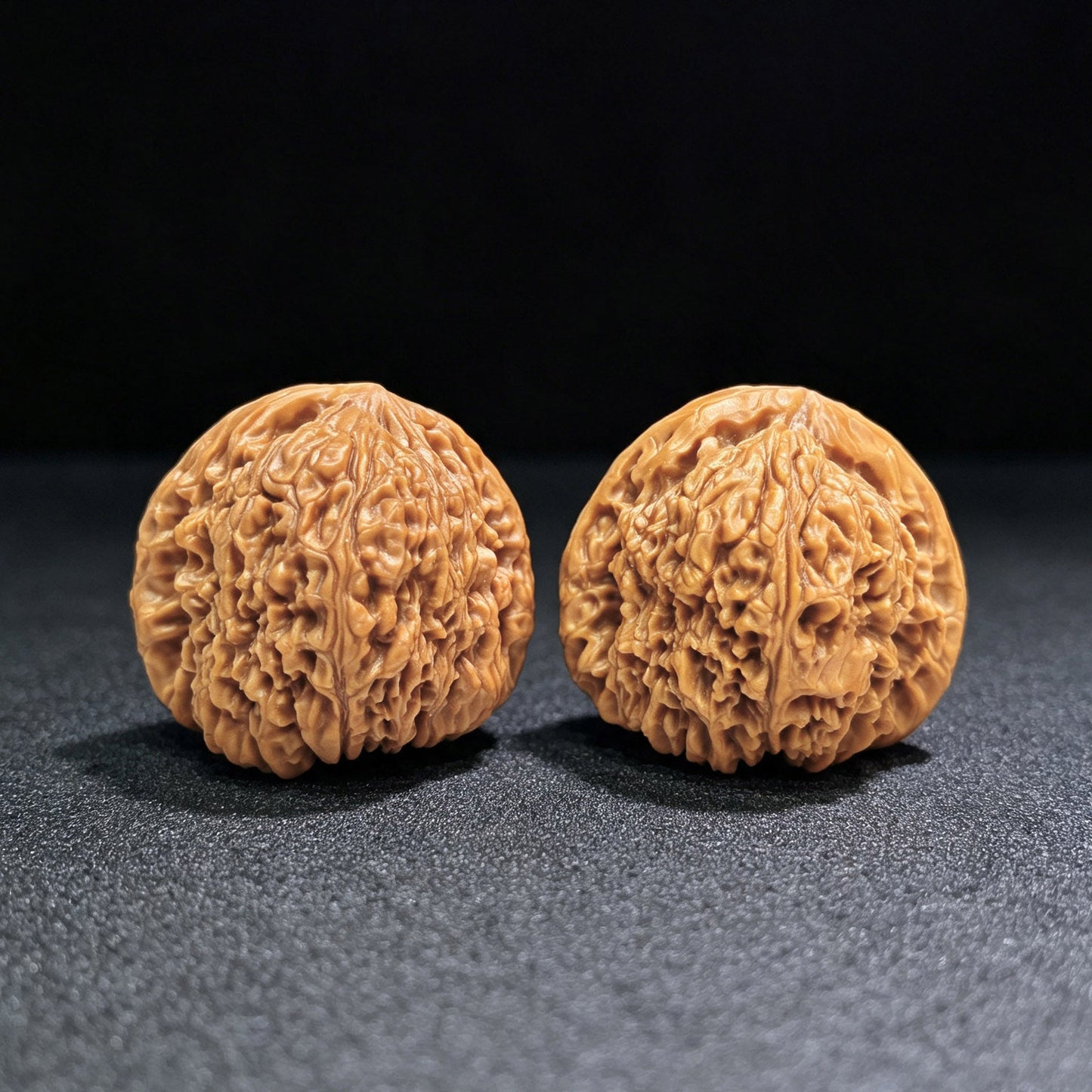 "Triangular Concave Base Nanjiangshi" Sanjiao Aodi Nanjiangshi NJS-1508C Low-Profile Wenwan Walnuts Pair | 41.0mm x 38.0mm | NJS-1508C - ThePatinaProject