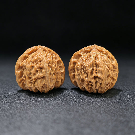 "Triangular Peach Heart White Lionhead" Sanjiao Taoxin Baishizi BSZ-1609 Low-Profile Wenwan Walnuts Pair | 35.0mm x 34.0mm | BSZ-1609 - ThePatinaProject