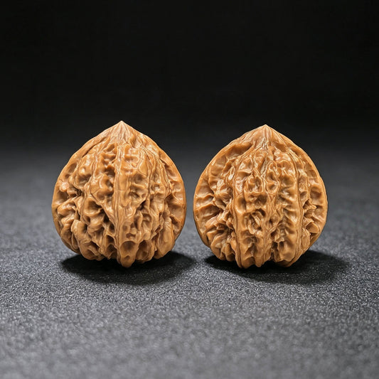 Triangular Peach-Heart “Wild Buffalo” Wenwan Walnut Pair | 38.0mm x 40.0mm | SJTXBD-17F5 - ThePatinaProject