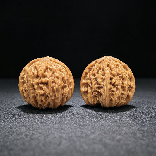 "Triangular Spherical White Lion" Sanjiao Qiuxing Baishizi Low-Profile Wenwan Walnuts Pair | 40.0mm x 40.0mm | BSJ-1502C - ThePatinaProject