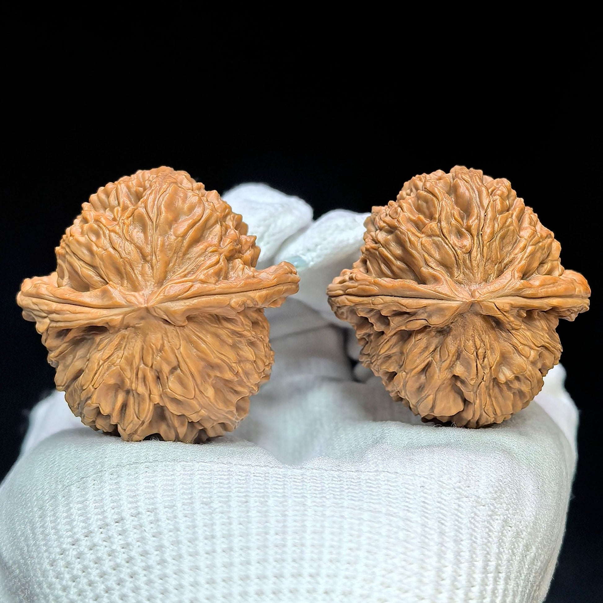 "Triangular Spherical White Lion" Sanjiao Qiuxing Baishizi Low-Profile Wenwan Walnuts Pair | 40.0mm x 40.0mm | BSJ-1502C - ThePatinaProject