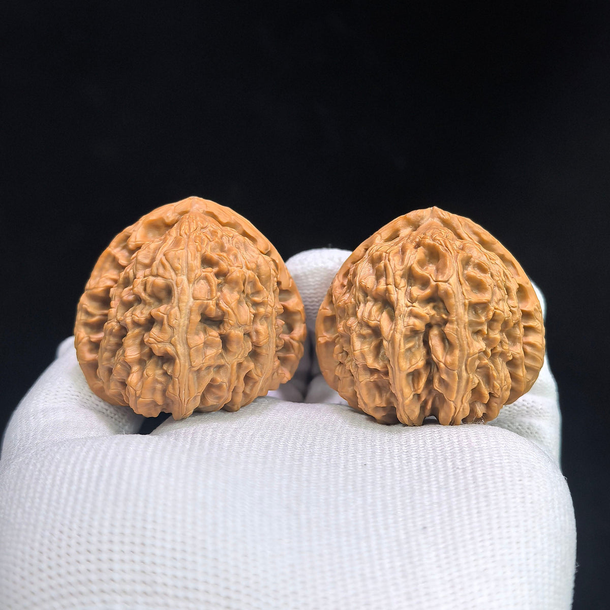 “Triangular White Lion” White Lionhead Wenwan Walnut Pair | 41.0mm × 39.0mm | BSJ-1306C - ThePatinaProject
