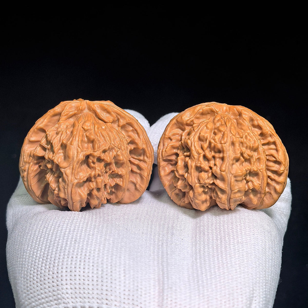 "Turtle-Back White Lion" Baishizi Wuguibei BSJWGB-CG1B3E Wenwan Walnuts Collector Pair | 47.0mm x 43.0mm | Stock ID: BSJWGB-CG1B3E - ThePatinaProject