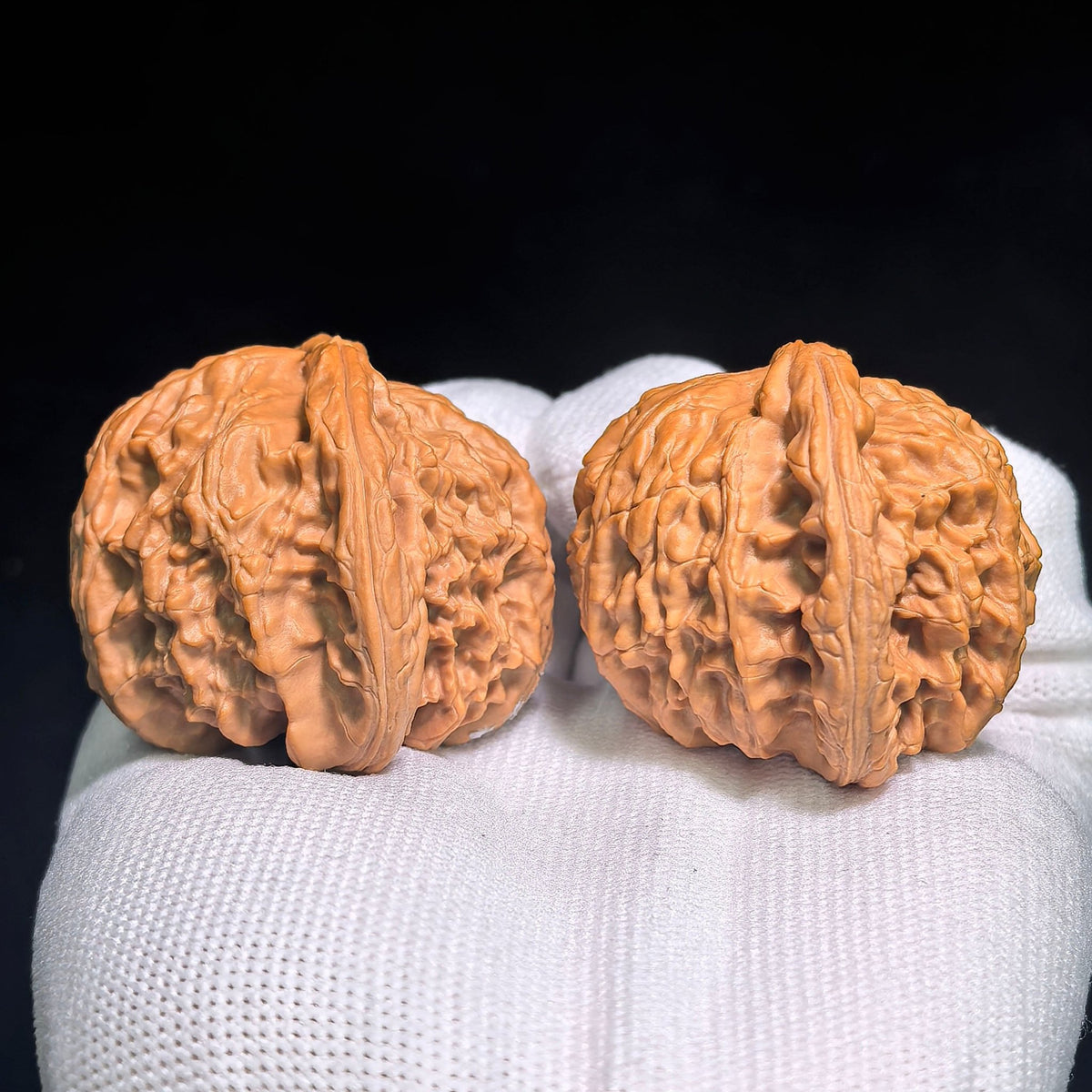 "Turtle-Back White Lion" Baishizi Wuguibei BSJWGB-CG1B3E Wenwan Walnuts Collector Pair | 47.0mm x 43.0mm | Stock ID: BSJWGB-CG1B3E - ThePatinaProject