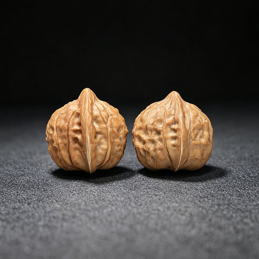 Turtle-Shell “Same-Fruit Twin Halves” Scholar Walnut Pair — 30.0mm x 33.0mm | GJW-SY1F9 - ThePatinaProject