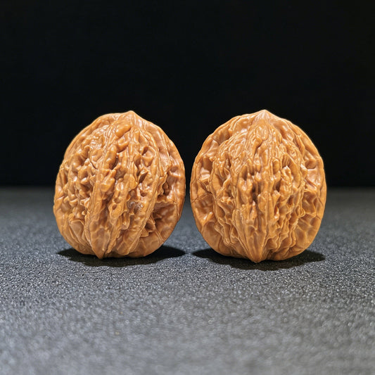 "Wheat Ear Tiger Head" Maisui Hutou Wenwan Walnuts (Pair) | 38.0mm x 34.0mm | Stock ID: MSHT-1108 - ThePatinaProject