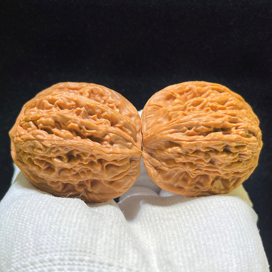 "Wheat Ear Tiger Head" Maisui Hutou Wenwan Walnuts (Pair) | 38.0mm x 34.0mm | Stock ID: MSHT-1108 - ThePatinaProject
