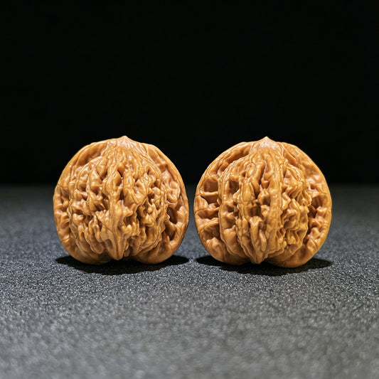 "Wheat Ear Tiger Head" Maisui Hutou Wenwan Walnuts Pair | 40.0mm x 38.0mm | MSHT-1106 - ThePatinaProject
