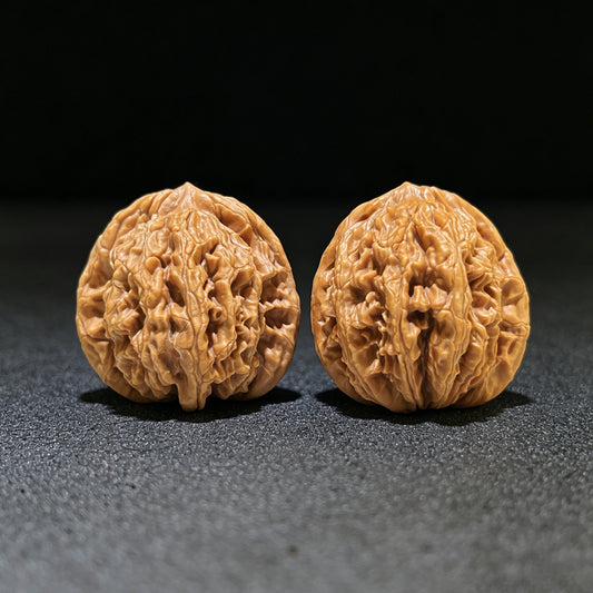 "Wheat Ear Tiger Head" Maisui Hutou Wenwan Walnuts Pair | 40.0mm x 39.0mm | MSHT-1102 - ThePatinaProject