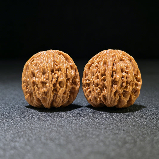 "Wheat Ear Tiger Head" Maisui Hutou Wenwan Walnuts (Pair) | 41.0mm x 37.0mm | Stock ID: MSHT-1109 - ThePatinaProject
