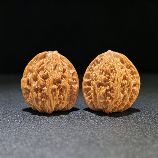 "Wheat Ear Tiger Head" Maisui Hutou Wenwan Walnuts Pair | 41.0mm x 39.0mm | MSHT-1104 - ThePatinaProject