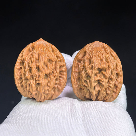 "Wheat Grain Tiger Head" Wheat Ear Tiger Head Heirloom Collection Wenwan Walnuts Pair | 33.0mm x 33.0mm | MSHT-1003 - ThePatinaProject