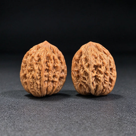 "Wheat Grain Tiger Head" Wheat Ear Tiger Head Heirloom Collection Wenwan Walnuts Pair | 33.0mm x 33.0mm | MSHT-1003 - ThePatinaProject
