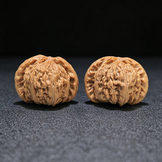 "White Lion" Baishizi Wenwan Walnuts (Pair) | 46.0mm x 43.0mm | Stock ID: BSJ-1553C - ThePatinaProject