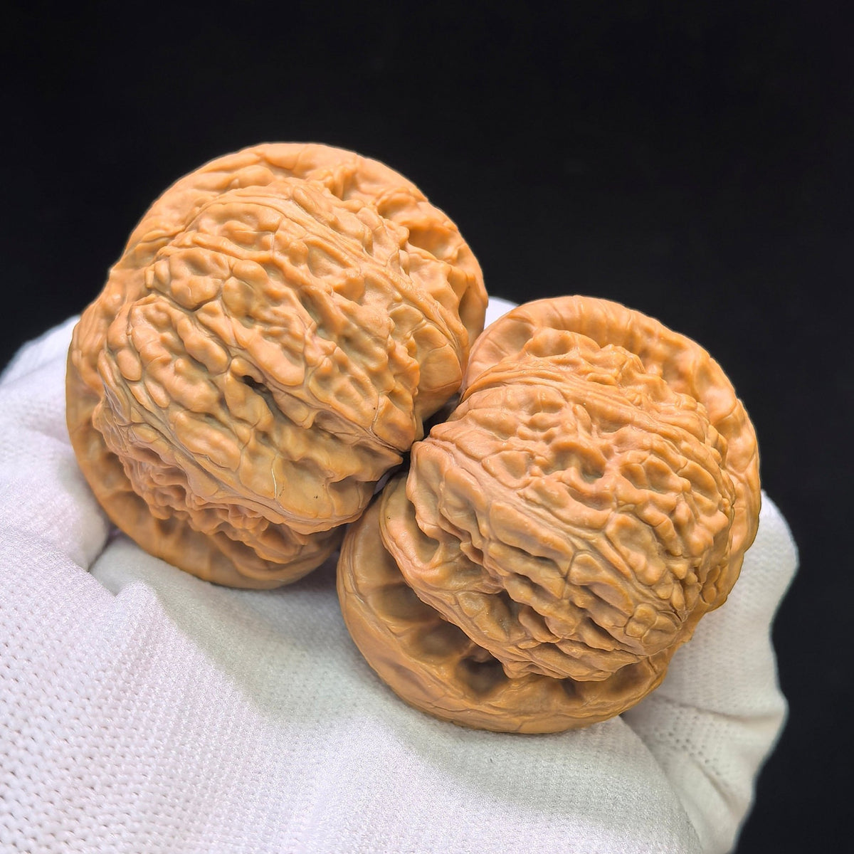 "White Lion" Baishizi Wenwan Walnuts (Pair) | 46.0mm x 43.0mm | Stock ID: BSJ-1553C - ThePatinaProject