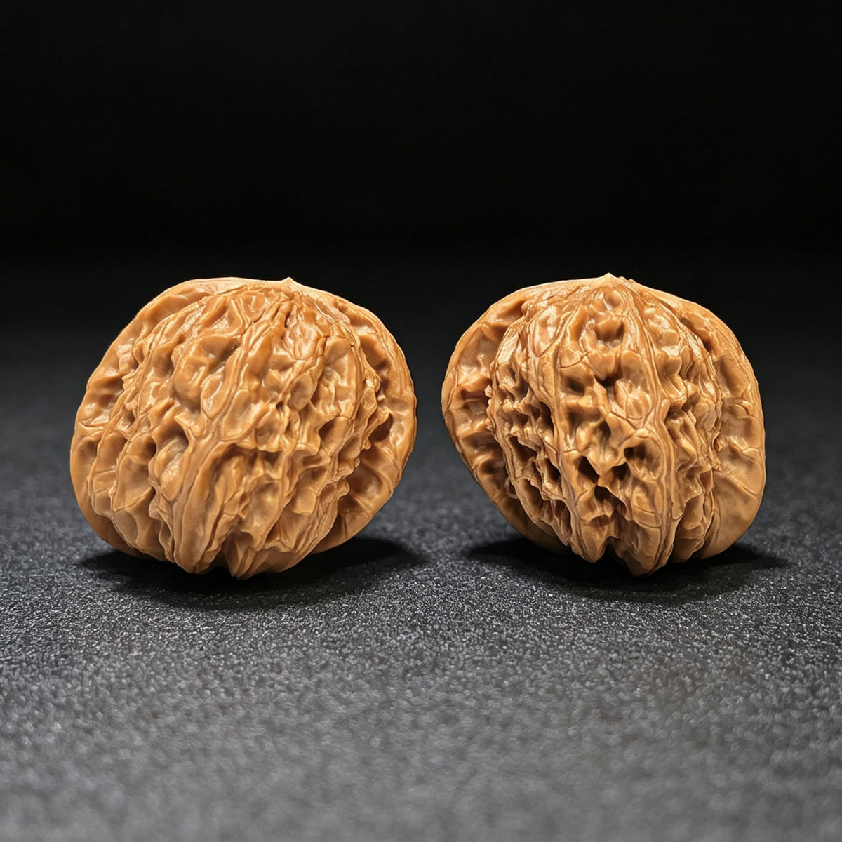 "White Lion Half-Wall" Baishizi Banbi Wenwan Walnuts Pair | 40.0mm x 41.0mm | BSJBB-C236E - ThePatinaProject