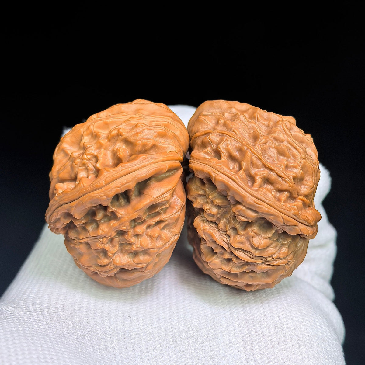 White Lion “Pufferfish” Half-Wall Wenwan Walnut Pair — 40.0mm x 29.0mm | BSZBB-1402E - ThePatinaProject