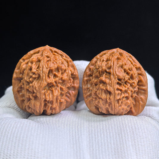 White Lion Wenwan Walnuts Pair | Deep Natural Texture | 36.0mm × 36.0mm | BSZ-1631 - ThePatinaProject