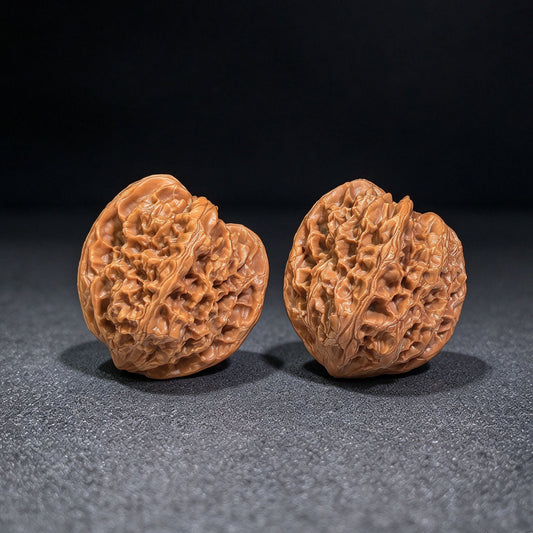 Wild-Form “Tian Can Jiao” Wenwan Walnuts Pair | Compact Sculptural Form | 33.0mm × 30.0mm | YSTCJ-C1E0E - ThePatinaProject